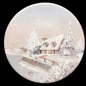 Vintage 1980s Tifo Hand Painted Quebec Folk Art Plate Francine Fugere Thiffault